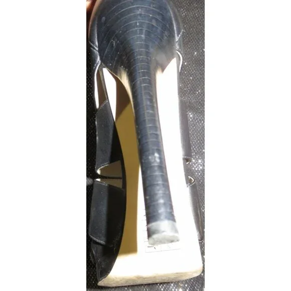 SOLD! Michael Kors Gisele Black Leather High Glossed Caged Platform Boots 8 - Picture 12 of 14